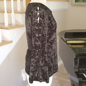Black velvet top with bell sleeves. NWT